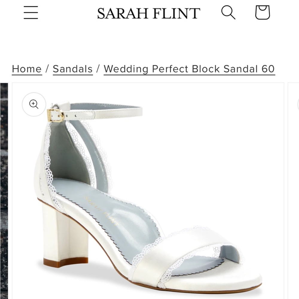 SARAH FLINT Elegant White Block Heel Sandals Size 38 (8)